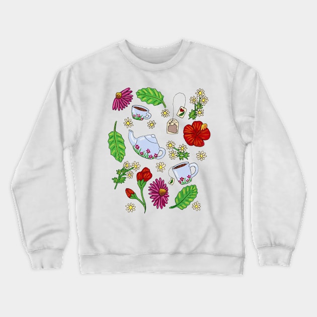 Teatime in Gouache Crewneck Sweatshirt by paintedpansy